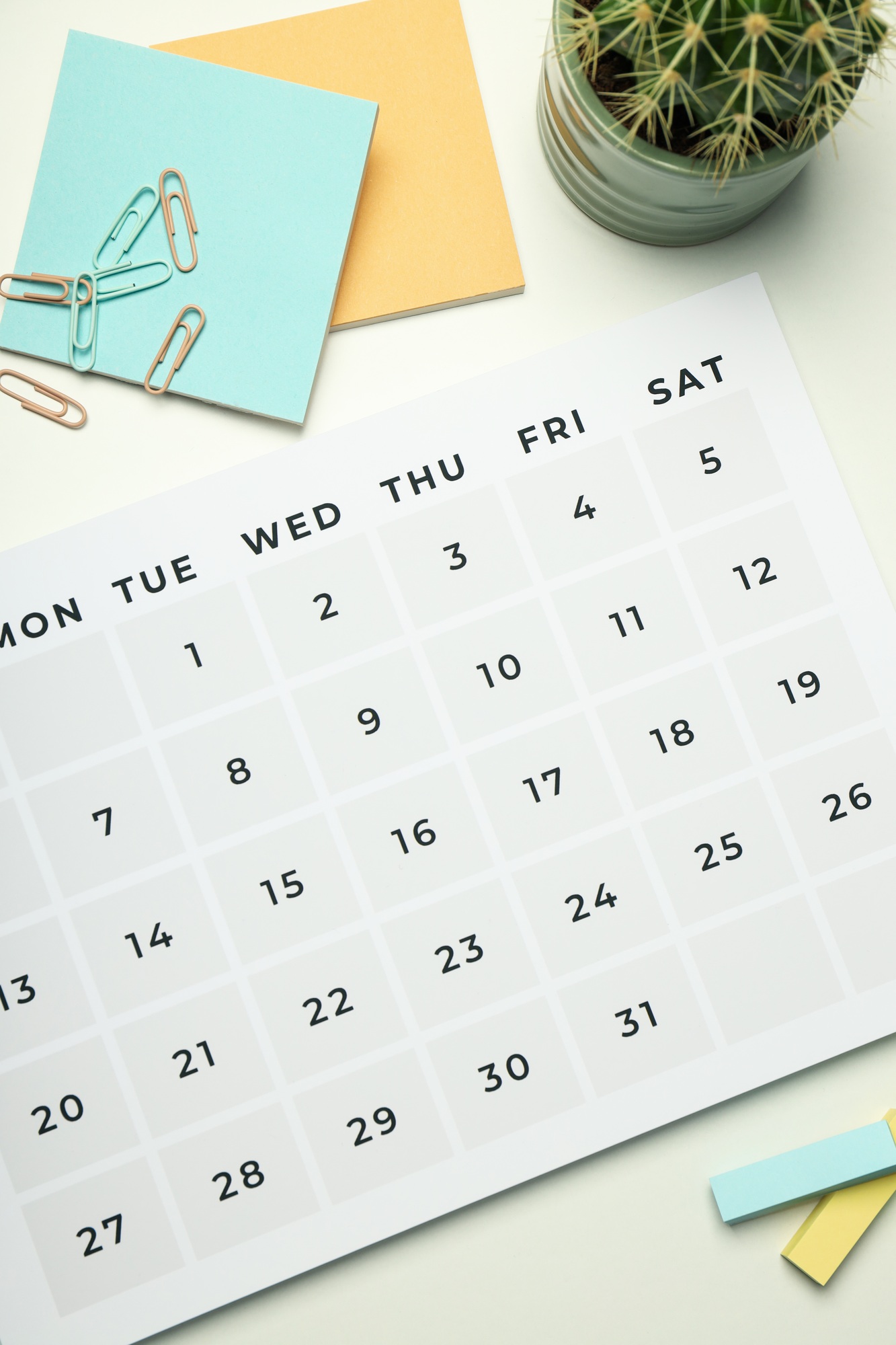 Concept of event planning and work planning, top view